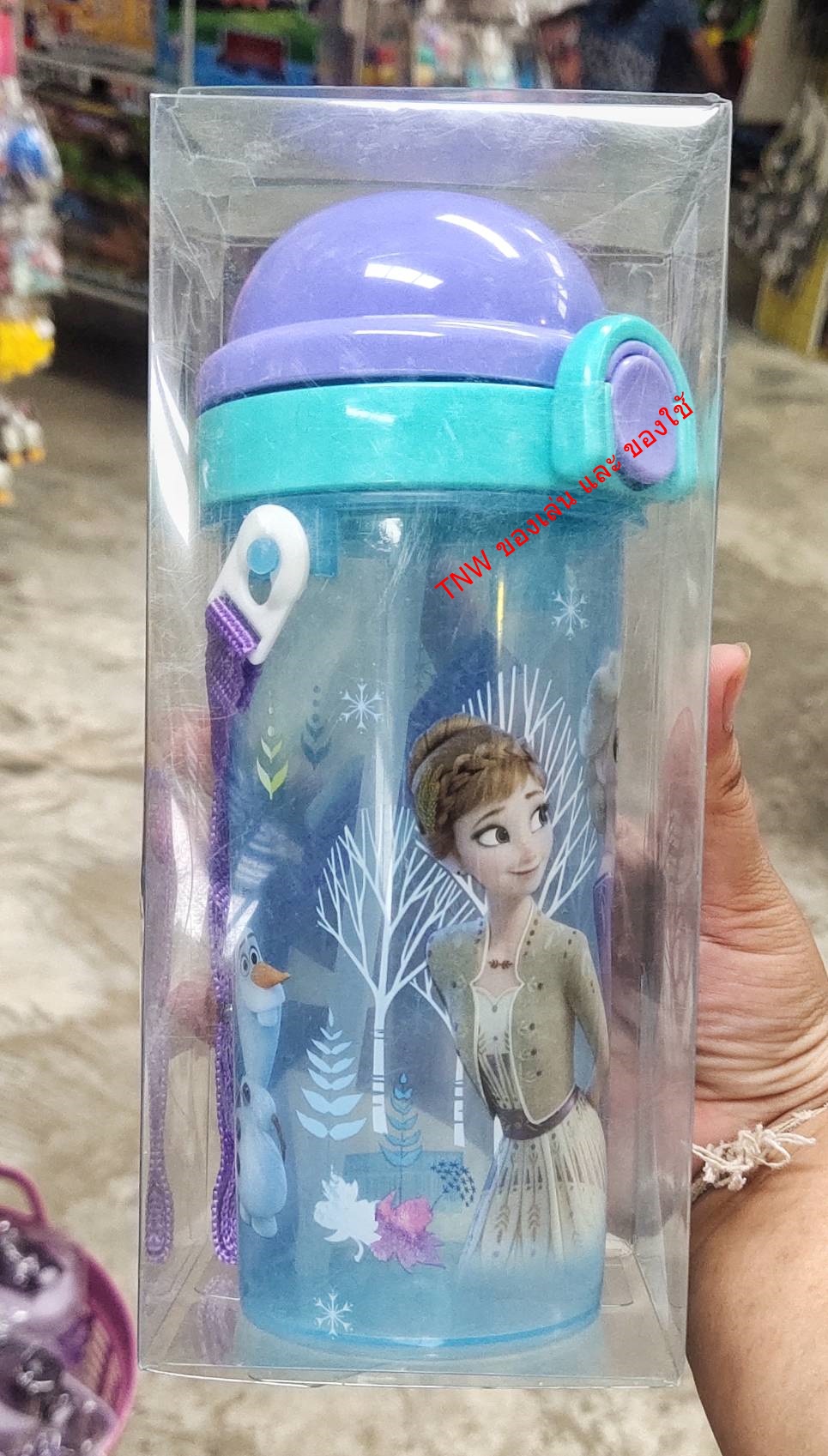 แก้วน้ำ กระบอกน้ำ ใส่น้ำไปโรงเรียน แบบหลอดดูด มีสายสะพาย ลายการ์ตูนน่ารัก เอลซ่า