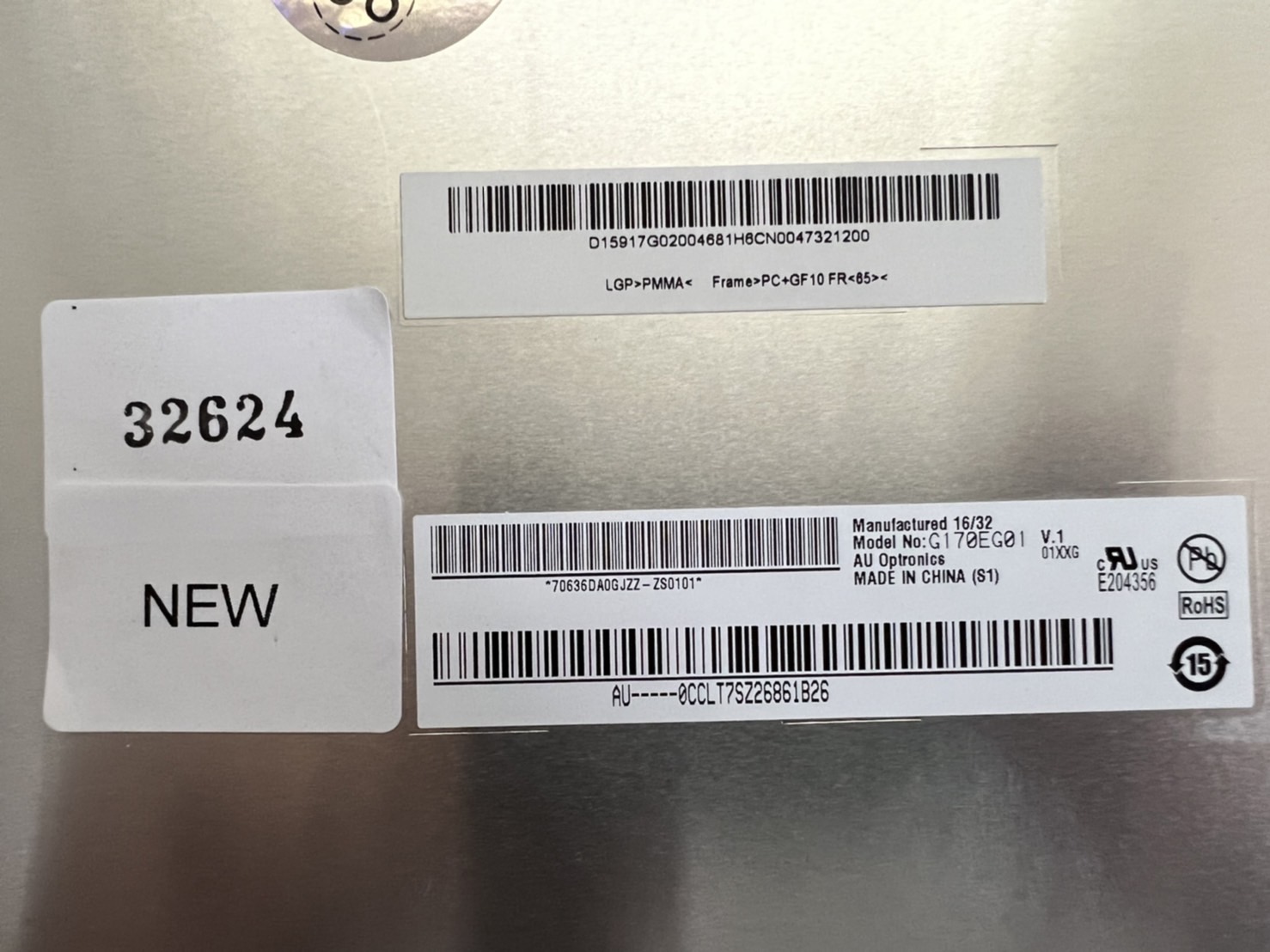LCD PANEL " AUO " MODEL : G170EG01 V.1