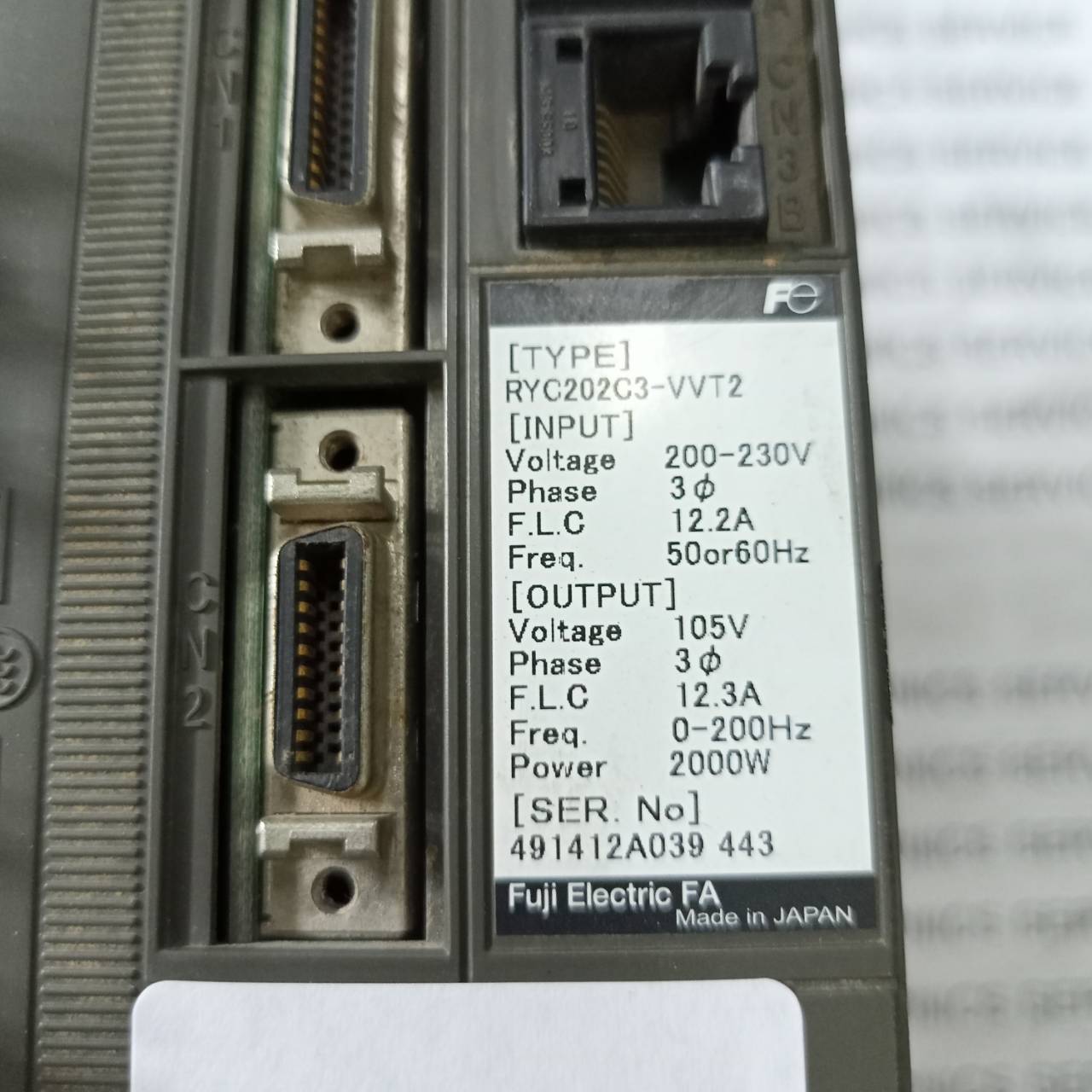 SERVO DRIVE " FUJI " MODEL : RYC202C3-VVT2