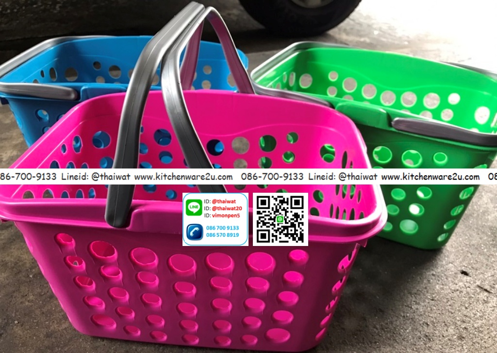 P10186 ตะกร้าหูหิ้ว เอนกประสงค์ (21*30*18 cm) สีหวาน No.270 ราคาส่งต่อ 1 โหล:12 ใบ (220 บ/โหล ขายส่งทุกอย่าง 20 บาท