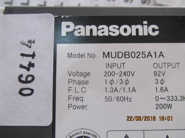 SERVO DRIVE " PANASONIC " MODEL : MUDB025A1A
