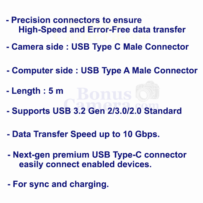 สาย USB ยาว 5 เมตร ใช้ต่อกล้องแคนนอน EOS M6 Mk II PowerShot G5X II,G7X III,V10 เข้าคอมพิวเตอร์ Cable for Canon