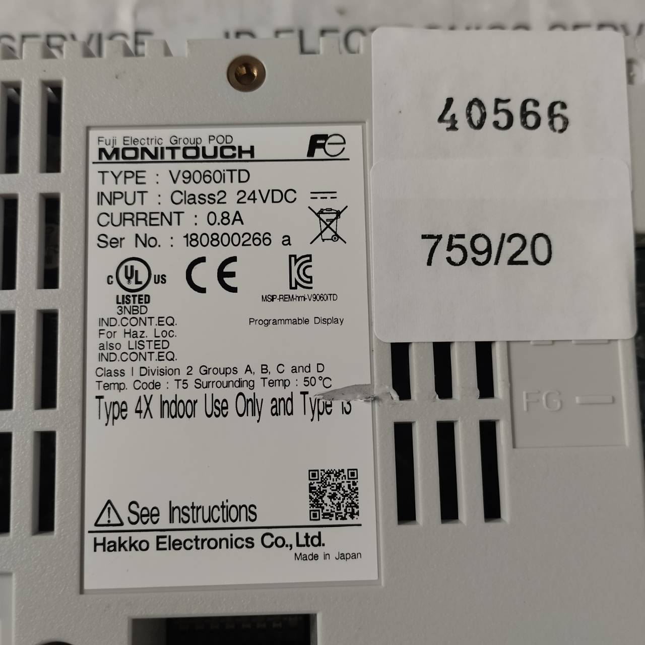 HMI " HAKKO " MODEL : V9060ITD