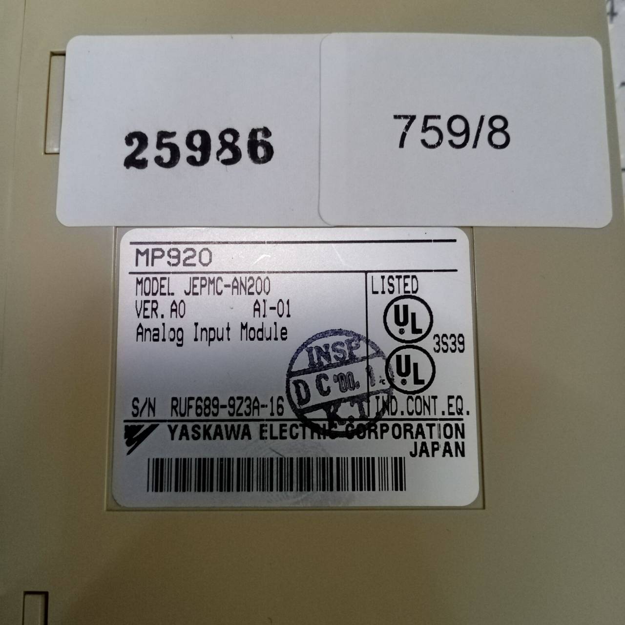 PLC " YASKAWA " MODEL : JEPMC-AN200