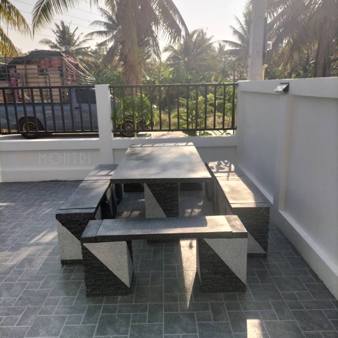 ชุดโต๊ะสนาม โต๊ะสนาม โต๊ะสนามกลางแจ้ง ชุด 12 ที่นั่ง แนว Modern Luxury ขนาดโต๊ะยาว 180*80 cm.