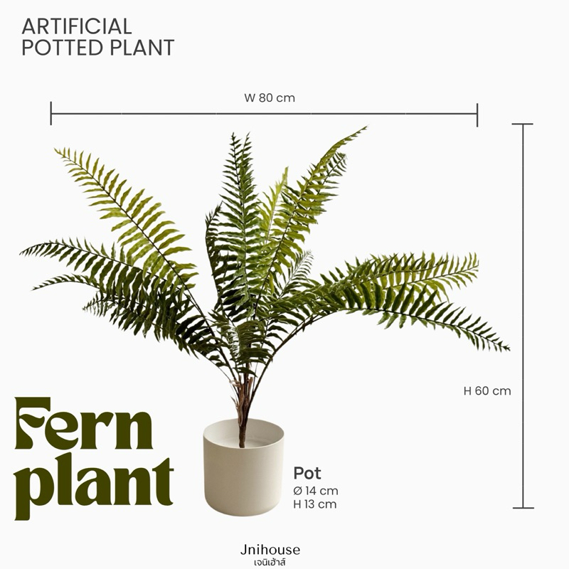 [พร้อมส่ง] Jnihouse : ต้นเฟิร์นประดิษฐ์ (Fern Plant)(Tree)