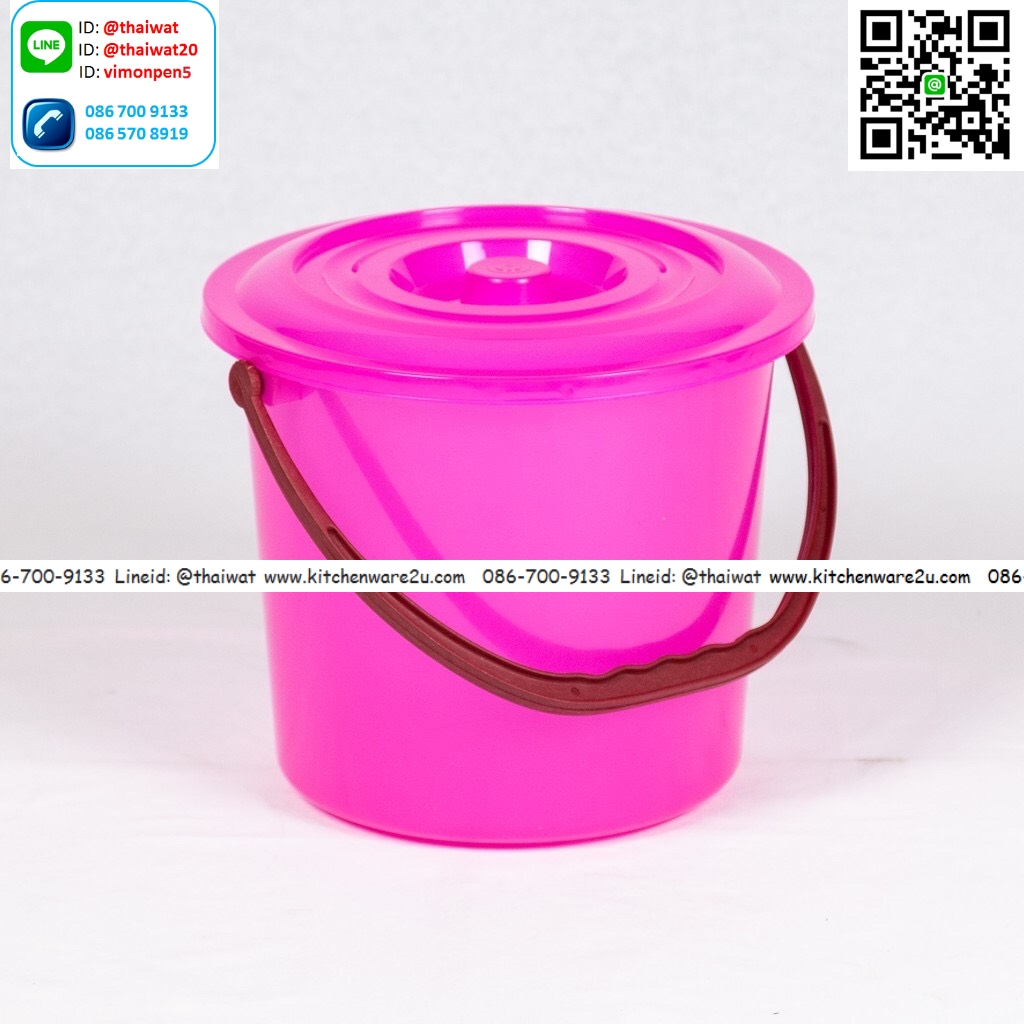 P03394 ถังน้ำ 3.5 แกลอน 11.3 ลิตร (30*30*26 cm) พร้อมฝา เกรดเอ สีขาว No.307 ราคาขายส่งต่อ 12 ใบ