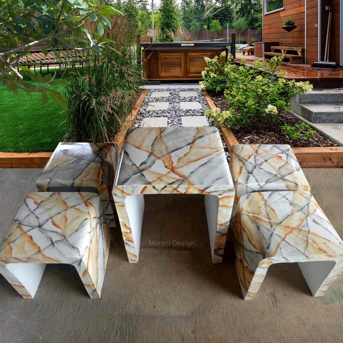 เก้าอี้ปูนซีเมนต์สไตล์ลอฟท์ รุ่น Loft0111 สี Gold สลัด โต๊ะลอฟท์ โต๊ะปูนลอฟท์ โต๊ะม้าหินลอฟท์