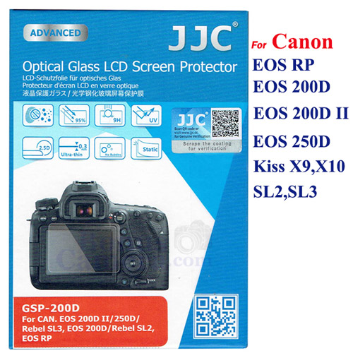 GSP-200Dกระจกกันรอยจอ LCD Canon EOS RP,200D,200D II,250D,Kiss X9,X10,SL2,SL3 LCD Screen Protector