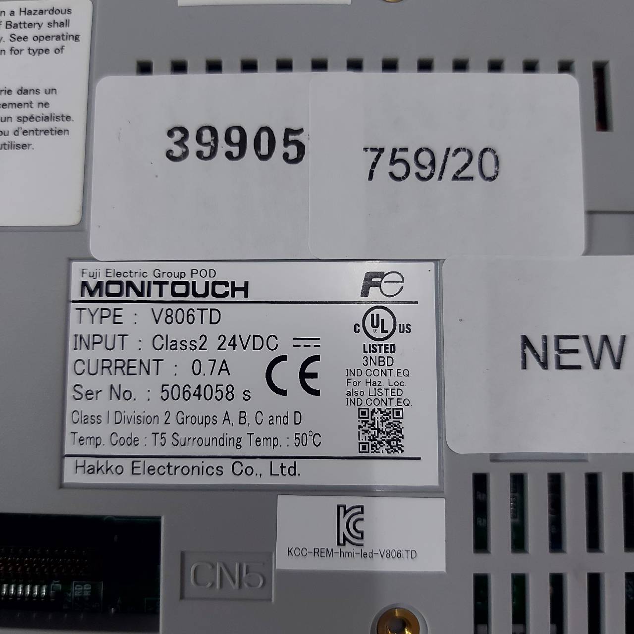 ็HMI " HAKKO " MODEL : V806TD