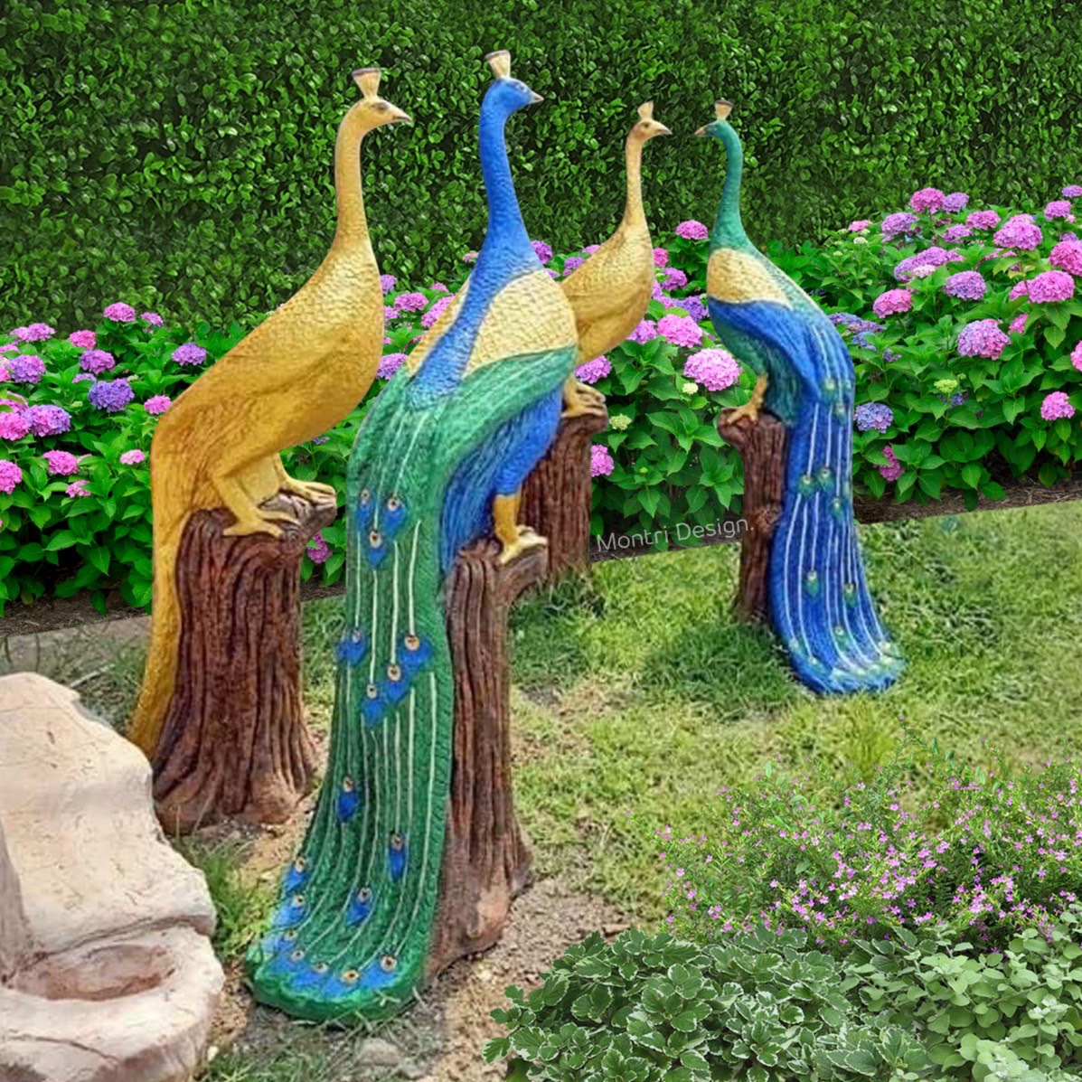 นกยูงปูนปั้น นกยูงเสริมฮวงจุ้ย สูง 150 cm. รุ่น LC11 คู่ละ 8900 สามารถระบุสีตามต้องการได้