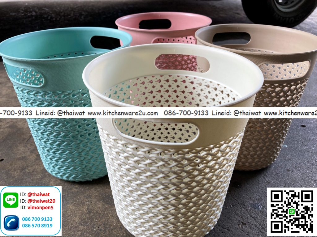 P11248 ตะกร้ากลม เอนกประสงค์ (16*16*20 cm) ลายฉลุ ขายดี ราคาส่งต่อ 1 โหล : 12 ใบ