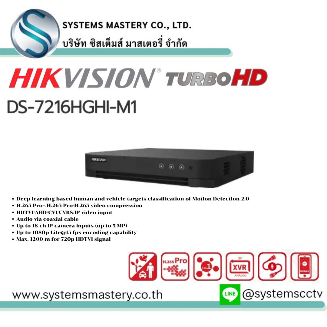 DS-7216HGHI-M1 16-ch 720p 1U H.265 DVR