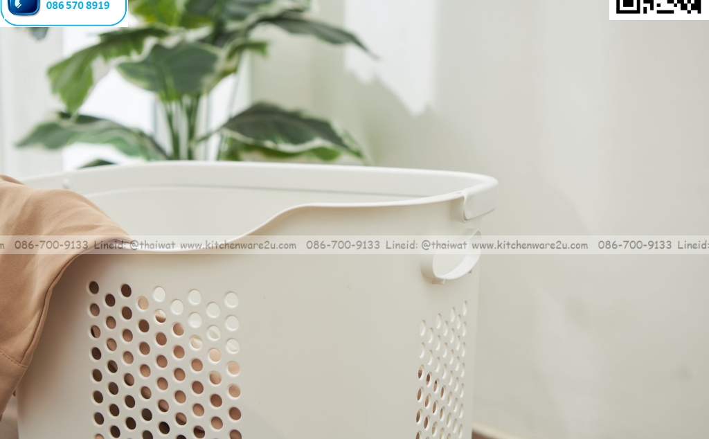 P13556 ตะกร้าหูหิ้ว (38*29*35 cm) สีขาว เกรดเอ ดีไซน์ใหม่ No.1025 (ราคาขายส่งต่อ 1 โหล: 12 ใบ:เฉลี่ย 120 บต่อใบ)