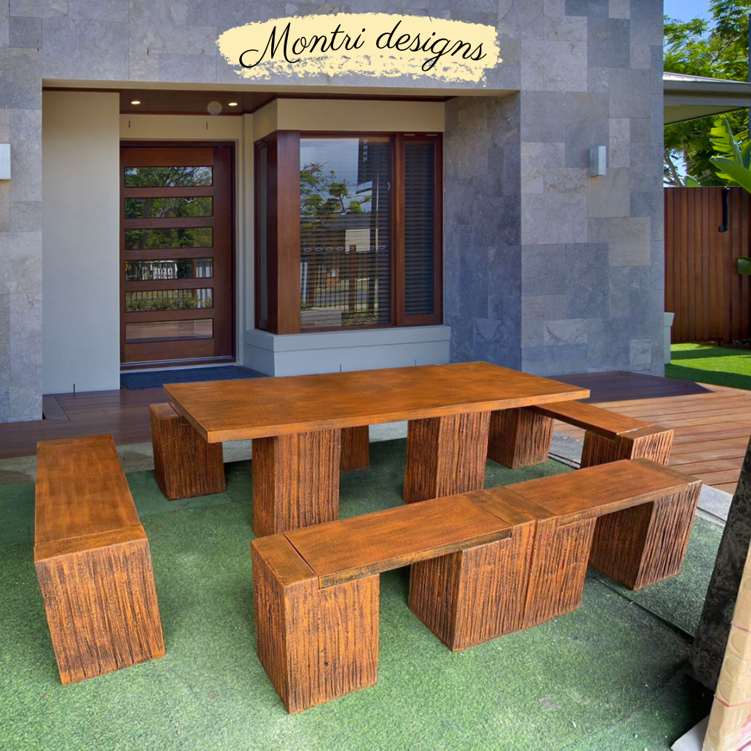 ชุดโต๊ะสนาม โต๊ะสนาม โต๊ะสนามกลางแจ้ง ชุด 12 ที่นั่ง สไตล์โมเดิร์น ขนาดโต๊ะยาว 180*80 cm.