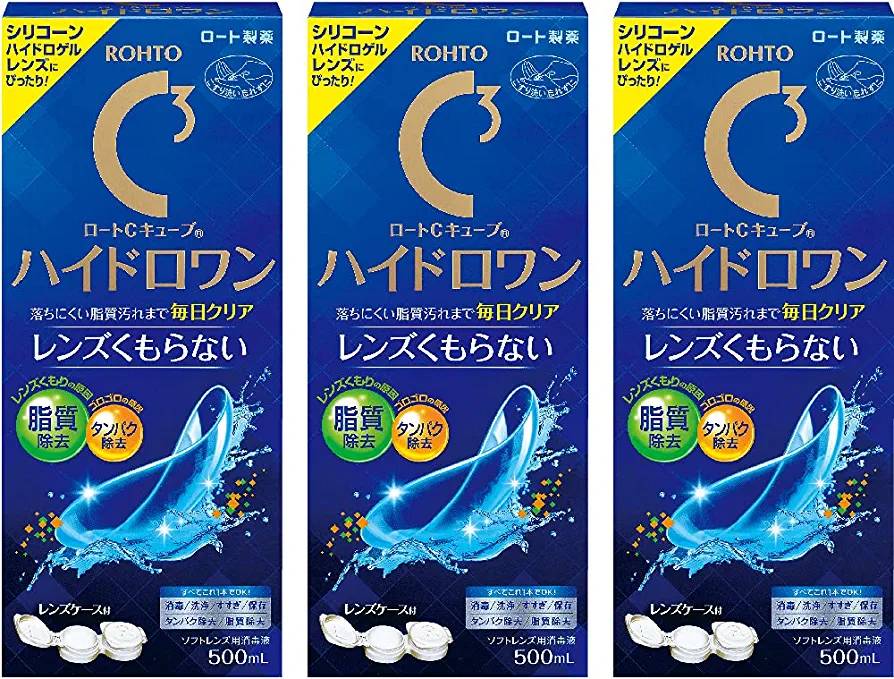 น้ำยาล้างคอนแทคเลนส์ Rohto C3 Cube Hydro One Soft Contact Lens Solution 500 ml