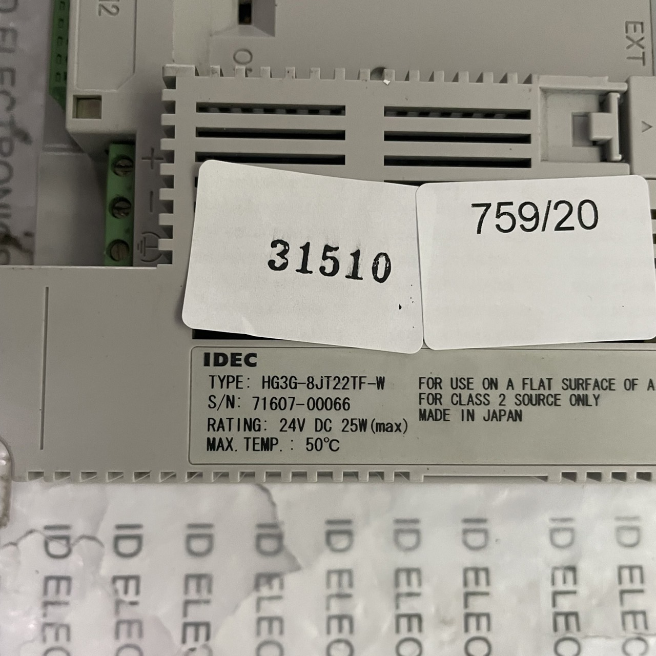 HMI "IDEC" MODEL : HG3G-8JT22TF-W