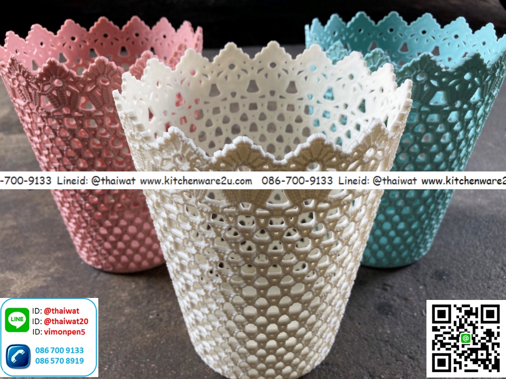 P11253 ตะกร้าฉลุ (14*14*18 cm) ดีไซน์ใหม่ ราคาขายส่งต่อ 1 โหล : 12 ใบ