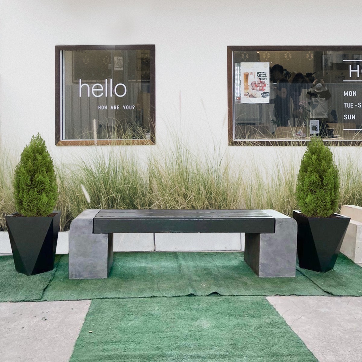 ม้านั่งสนาม เก้าอี้สนาม เก้าอี้คอนกรีต ม้านั่งสนามในสวนพร้อมกระถางสวยๆ รุ่น Montridesign 04 Combo Set