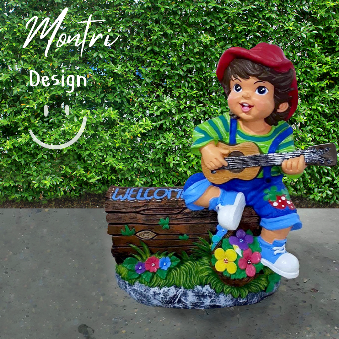 ตุ๊กตาจัดสวน จำนวน 1 คู่ ตุ๊กตาแต่งสวน ตุ๊กตาแต่งหน้าร้าน ตุ๊กตาปูนปั้น ตุ๊กตาปูนปั้นจัดสวน ตุ๊กตาปูนปั้นโคราช รุ่น NAZA44