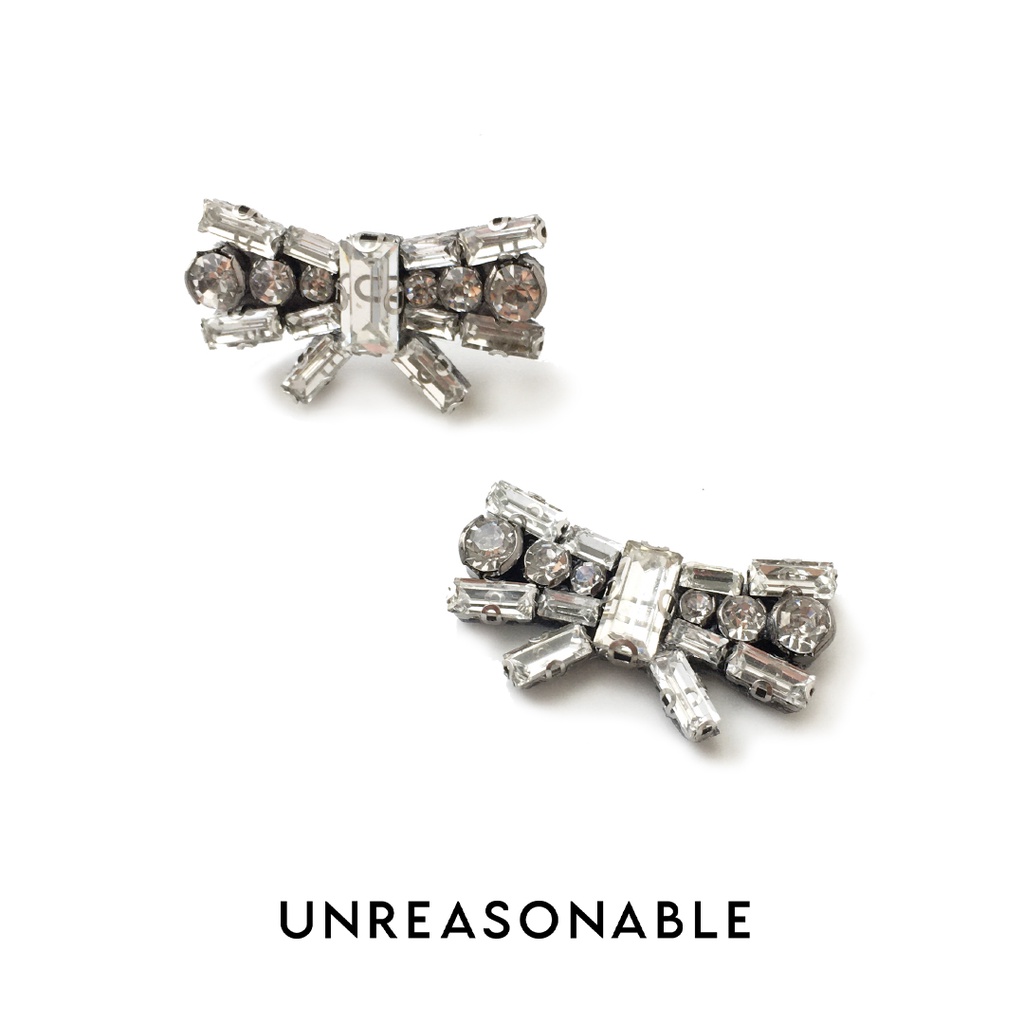 ต่างหูโบว์ Crystal ต่างหูคลิป ต่างหูก้านเงินแท้ น้ำหนักเบา สวยใส่สบาย UA0709-01 Unreasonable Accessories