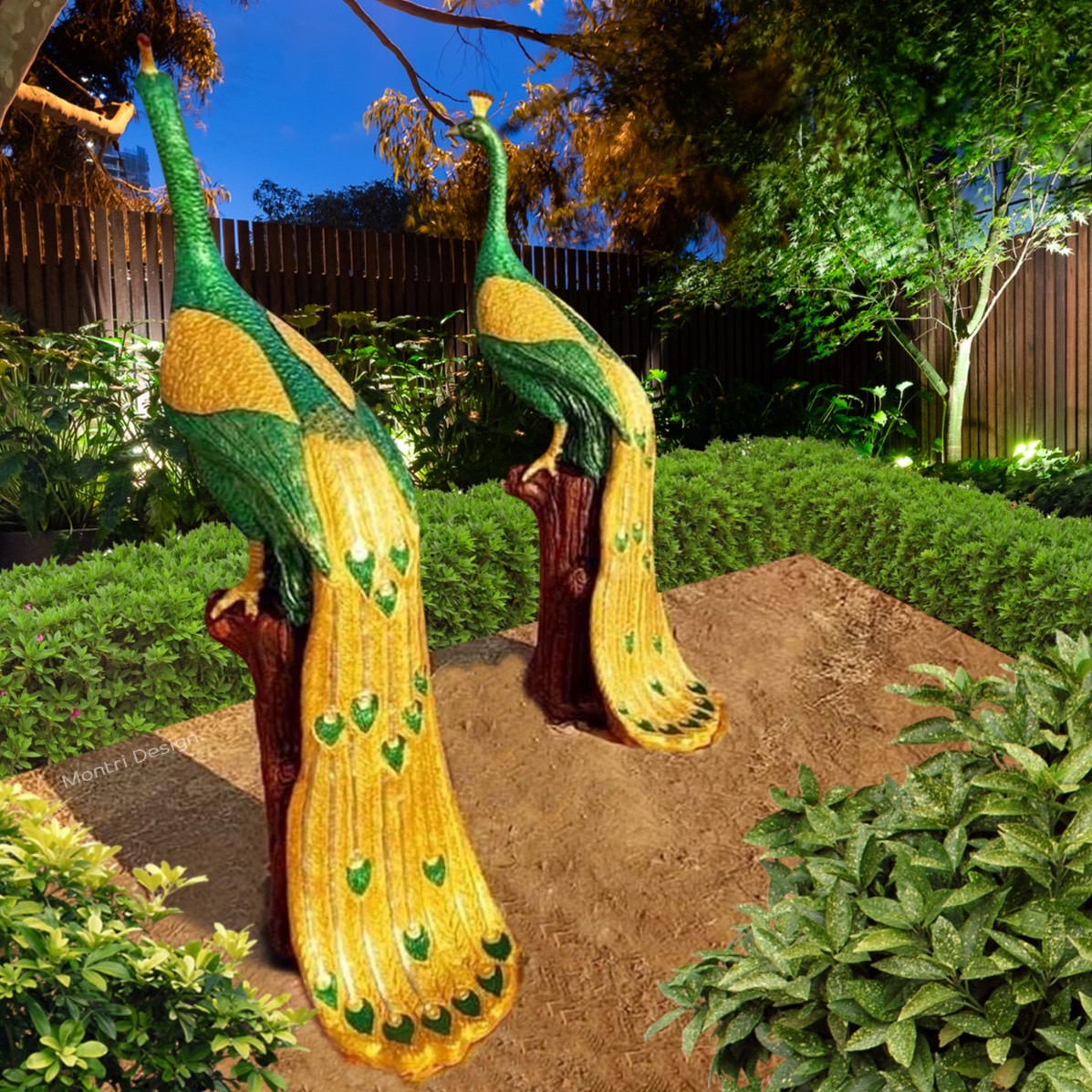 นกยูงปูนปั้น นกยูงเสริมฮวงจุ้ย สูง 150 cm. รุ่น LC11 คู่ละ 8900 สามารถระบุสีตามต้องการได้