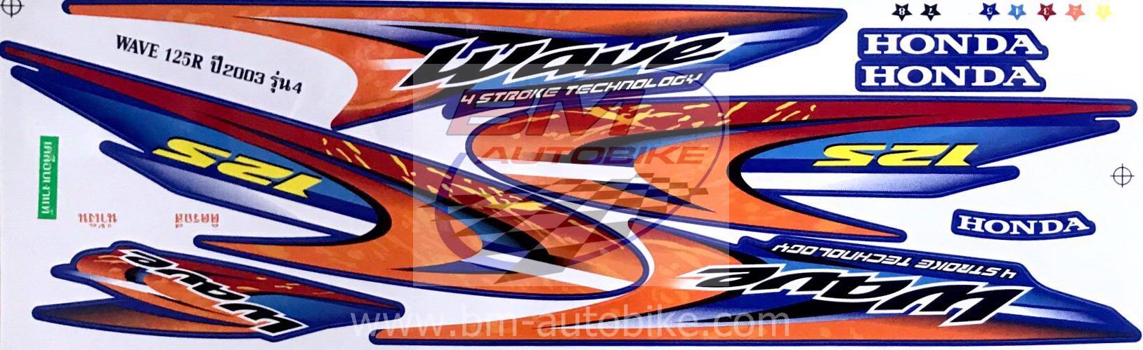 สติ๊กเกอร์ WAVE-125R ปี2003 รุ่น4 น้ำเงิน 500 กรัม