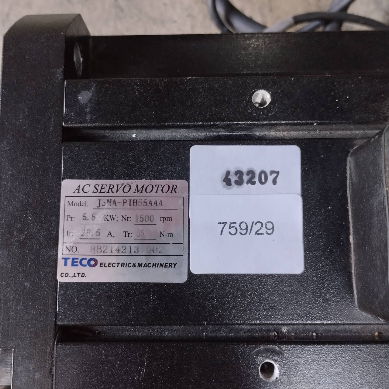 SERVO MOTOR " TECO " MODEL : JSMA-PIH55AAA