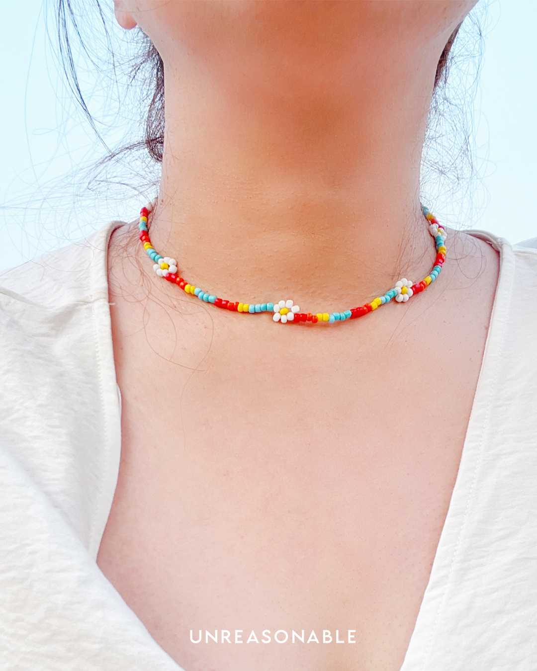 สร้อยคอลูกปัด ลายดอกไม้ หลากสี UA0867-01 Unreasonable Accessories