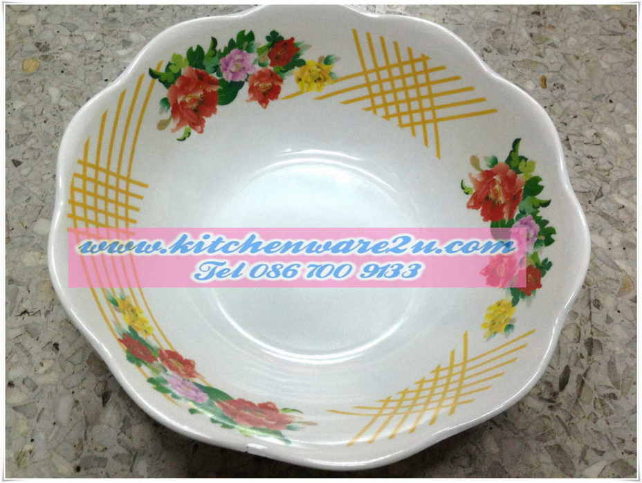 P06463 ชามเมลามีน 10 นิ้ว ขอบหยัก พิมพ์ลาย อย่างหนา (ราคาส่งต่อ 1 โหล: 12 ใบ)