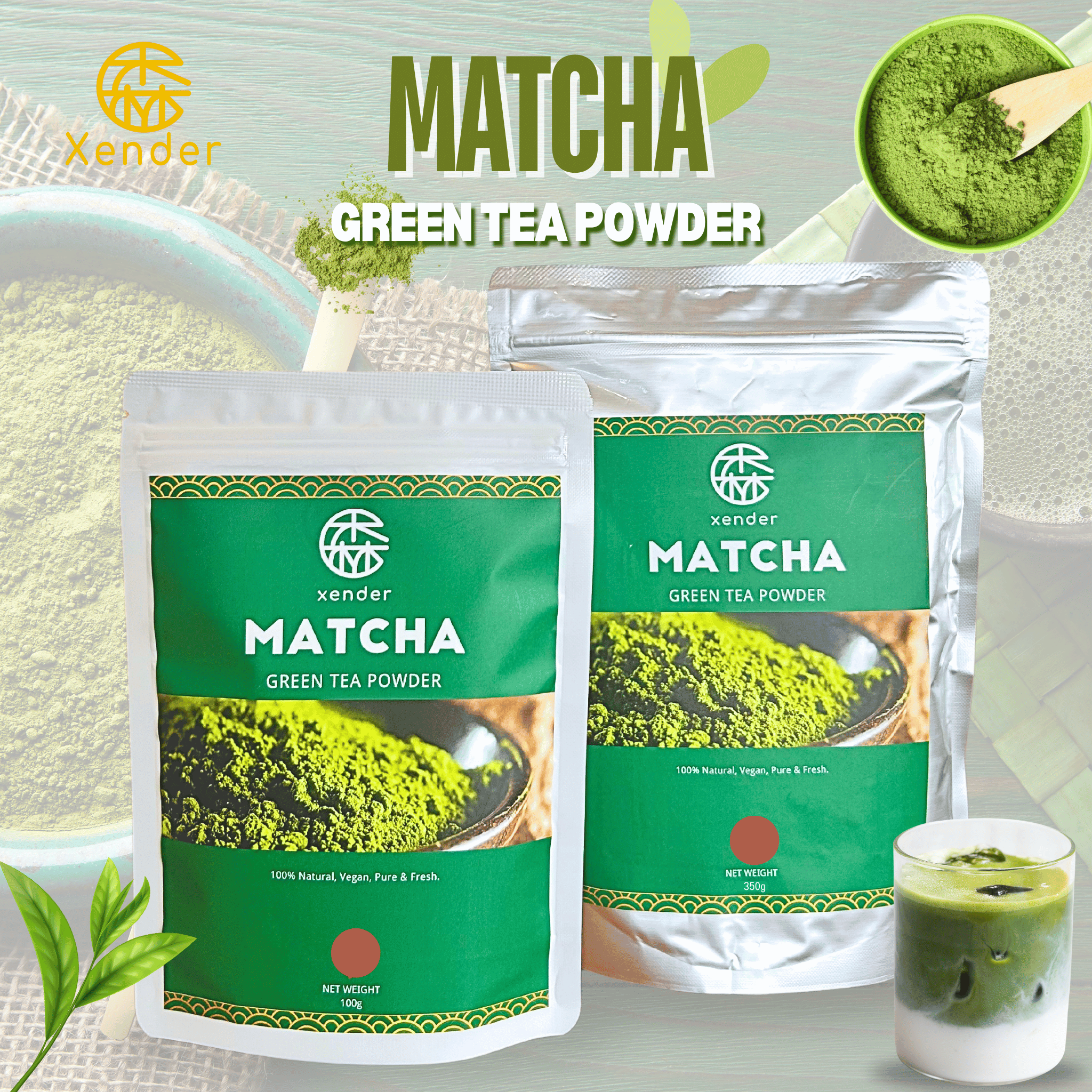 ผงชาเขียวมัทฉะพรีเมี่ยม SHIZUOKA MATCHA XENDER