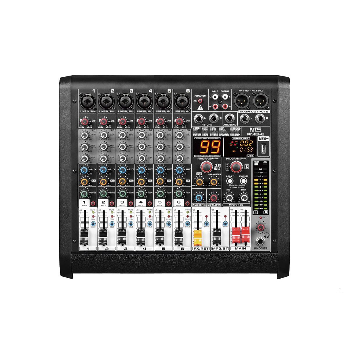 NTS PMB-6 power mixer 6 channel 120 วัตต์ 8 โอห์ม มีบลูทูธ