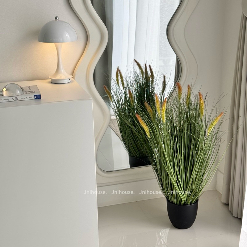 [พร้อมส่ง] Jnihouse : ต้นหญ้าประดิษฐ์กระถางดำ (Artificial Grass Potted)(Tree)