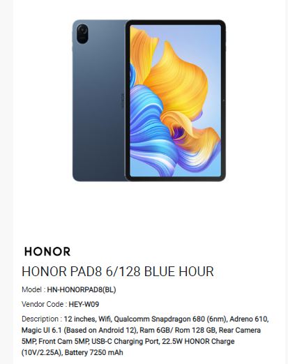 HONOR PAD8 6/128 BLUE HOUR