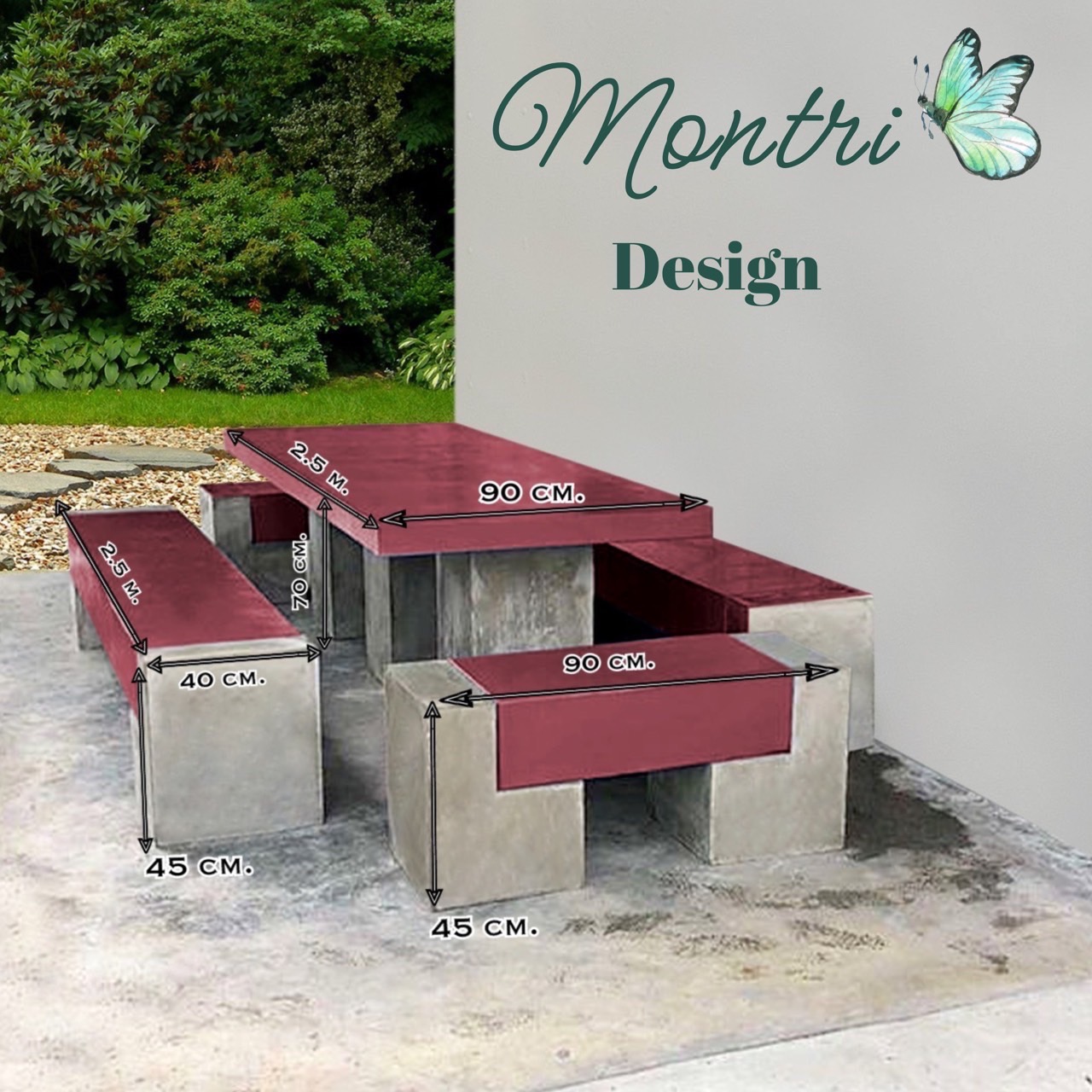 โต๊ะปูนสนาม โมเดิร์น บล็อค เดคอร์ เน้นความเรียบง่ายแต่มีสไตล์ เรียบหรู ผสมผสานกับความทันสมัย ส่งตรงจากโรงงาน ขนาด 2.5 เมตร