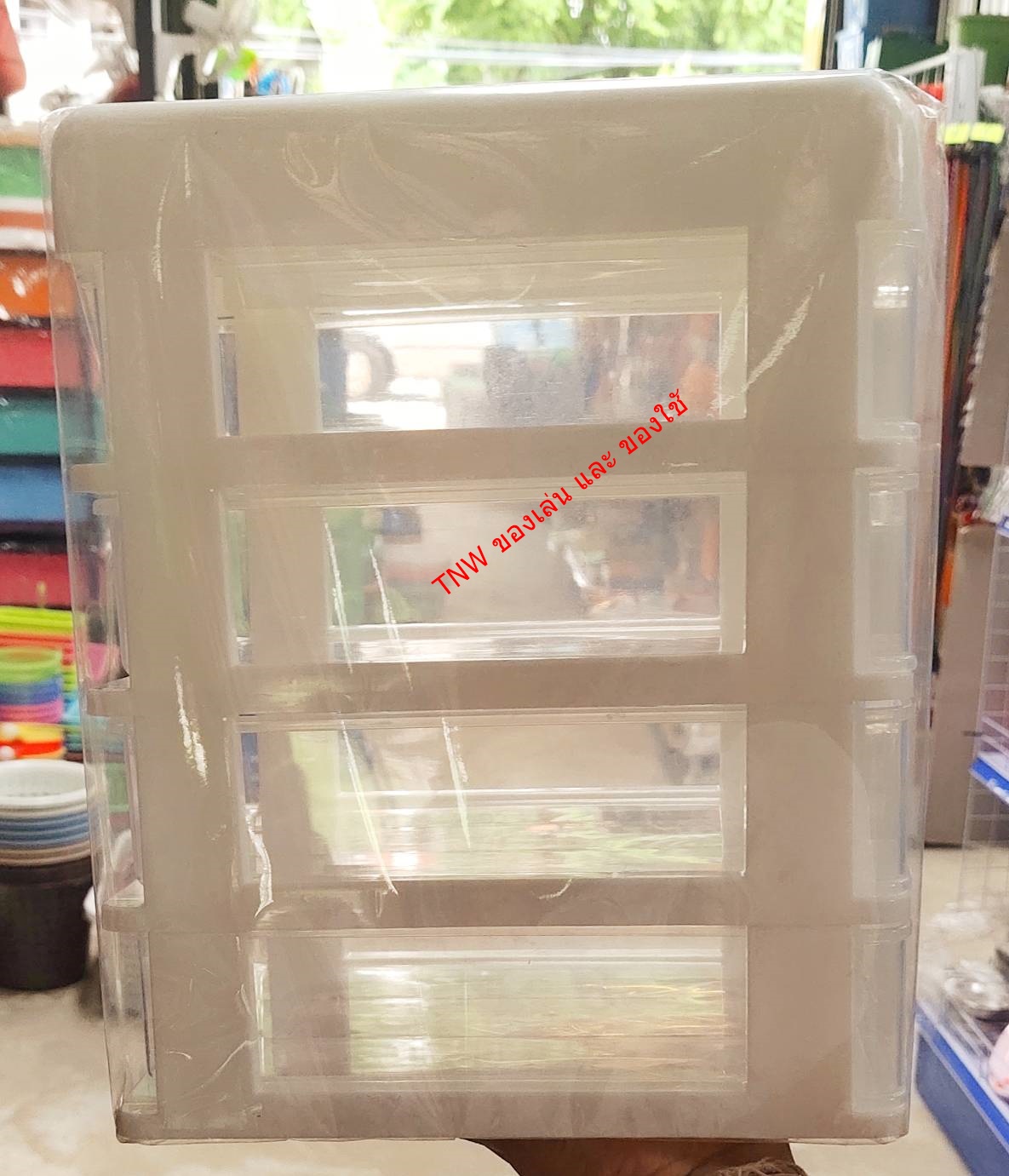 กล่องลิ้นชัก 4 ชั้น ฝาบนเปิดได้ ( สีขาว )