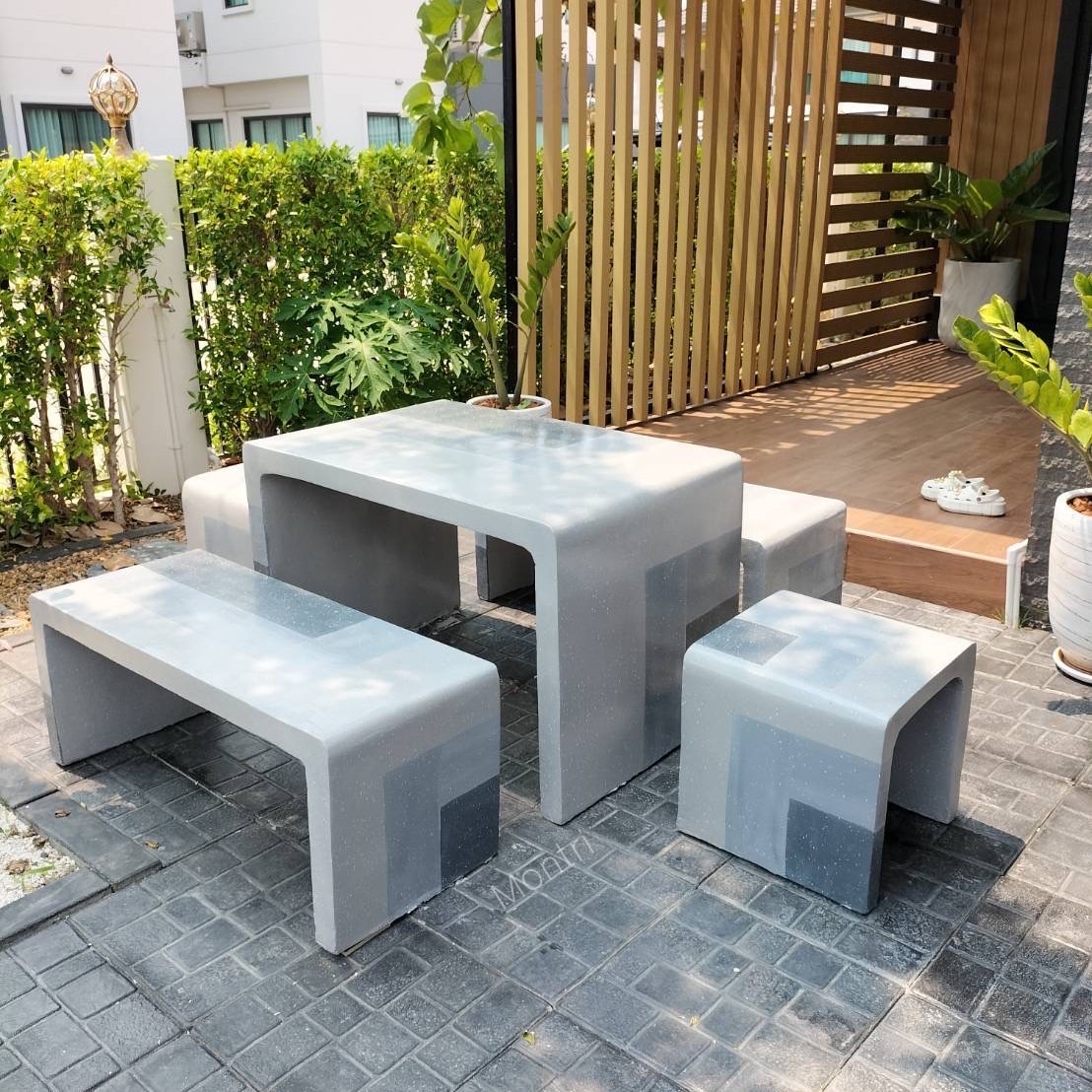 โต๊ะสนามกลางแจ้ง ชุดโต๊ะสนาม ชุดโต๊ะสนาม ชุดโต๊ะปูนซีเมนตร์ รุ่น Loft ลายหินอ่อน