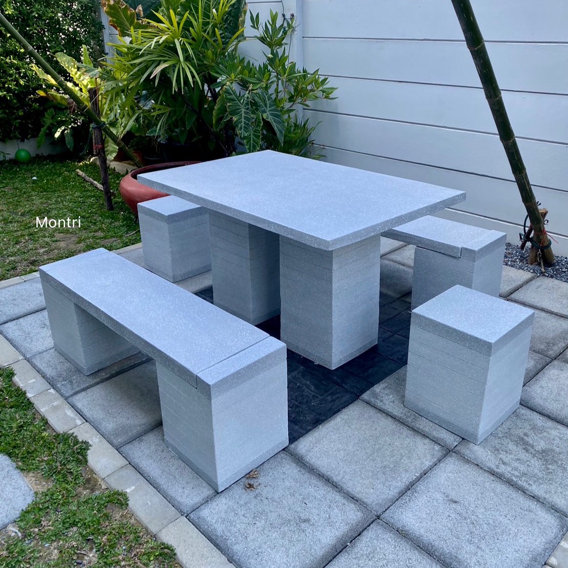 โต๊ะสนาม ชุดโต๊ะสนามปูน โต๊ะปูนสนาม ชุดโต๊ะสนาม เฟอร์นิเจอร์สนาม ชุด 6 ที่นั่ง