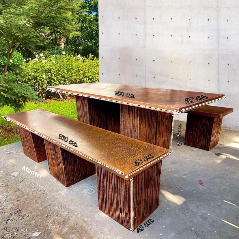 โต๊ะสนามลายไม้ สไตล์ธรรมชาติ ยาว 180 cm. รองรับได้ 8 ท่าน