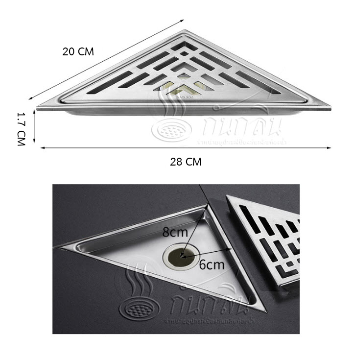 ตะแกรงกันกลิ่นแบบเข้ามุม สแตนเลส 304