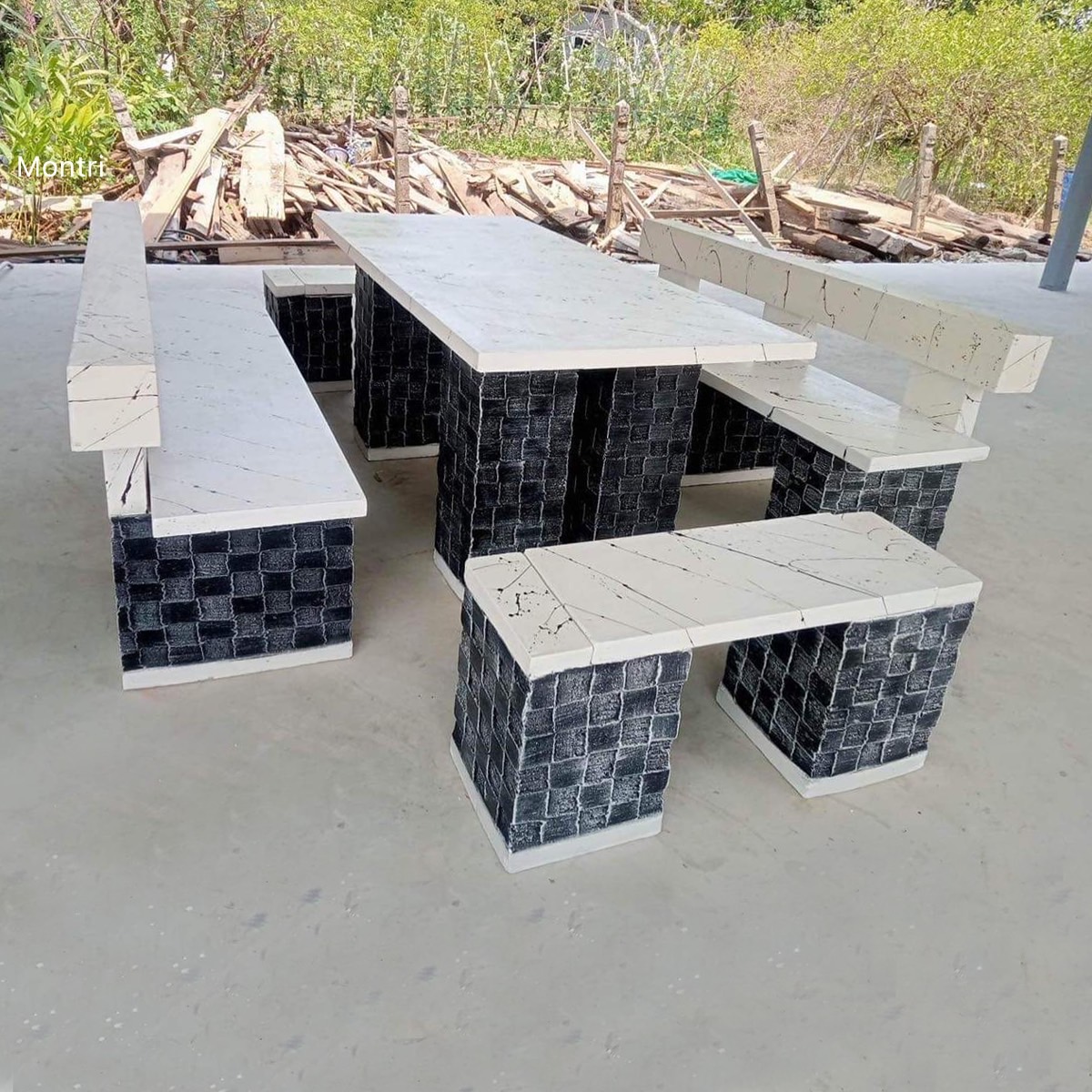 ชุดโต๊ะสนาม รุ่น Modern white โต๊ะสนาม ชุดโต๊ะสนามกลางแจ้ง โต๊ะสนามกลางแจ้ง ชุดโต๊ะพนักพิง ขนาด 180*80 cm.