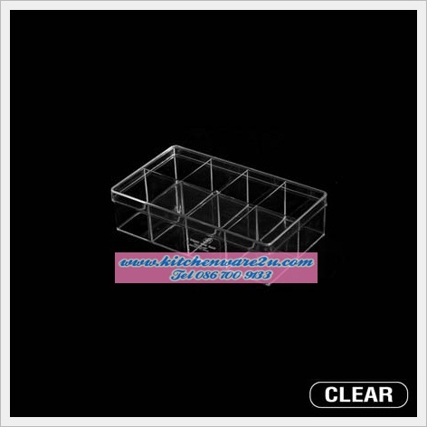 P06602 กล่องเหลี่ยมใส แบ่ง 8 ช่อง (13 x 23 x 5.9 cm) No.6238 (ราคาส่งต่อ 1 โหล: 12 ใบ:เฉลี่ย 80 บต่อใบ)