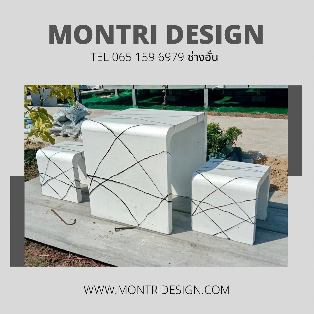 โต๊ะเก้าอี้ปูนซีเมนต์สไตล์ลอฟท์ รุ่น Loft mini ชุด 2 ที่นั่ง สีขาวสลัดดำ โต๊ะปุนสไตล์ลอฟท์