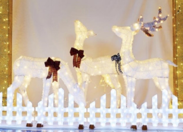 กวางเรนเดียร์ไฟประดับ สีขาววิบวับ 3ชิ้น