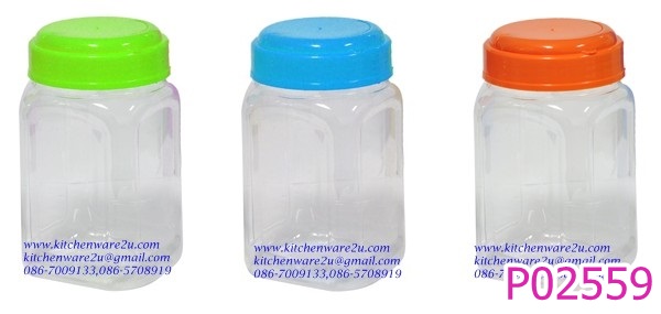P02559 ขวดโหลพลาสติกใส 4 เหลี่ยม ปาก 2 นิ้ว เกรดเอ ราคาต่อโหล (คลิ๊กที่สินค้าเพื่อดูรายละเอียด)
