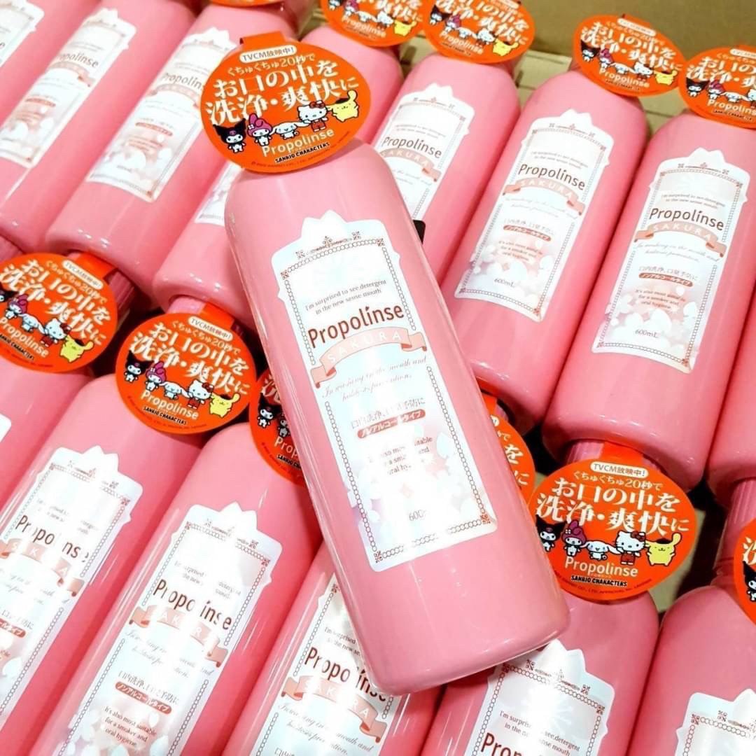 น้ำยาบ้วนปาก Propolinse mouthwash 600ml ขวดใหญ่‼️ สีชมพูสูตร Sakura