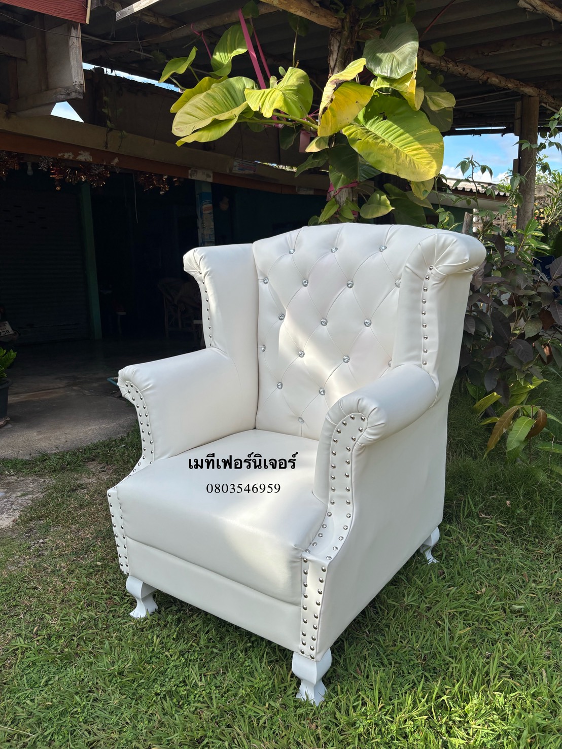 โซฟาเจ้าหญิงสีขาว สุดหรู 1 ที่นั่ง ไซส์มินิ สไตล์วินเทจ (สั้งครั้งละ1ตัว)