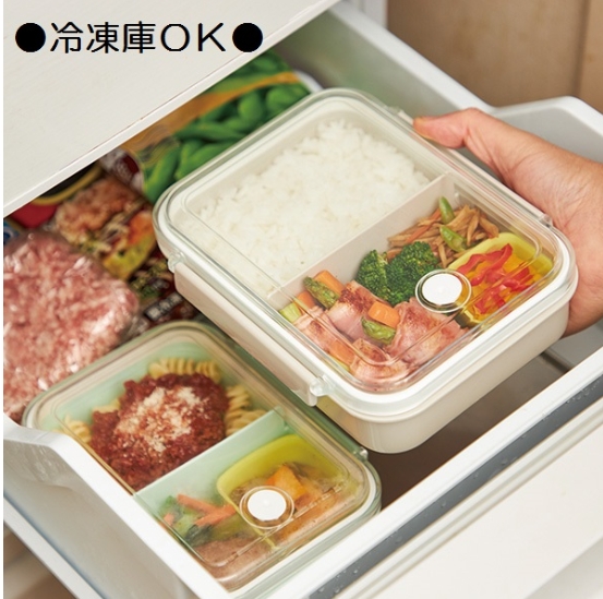 กล่องอาหาร skater ใส่ช่องแช่เเข็งได้ สามารถแบ่งเป็น 2 ช่อง เก็บอาหารและกับข้าว made in japan