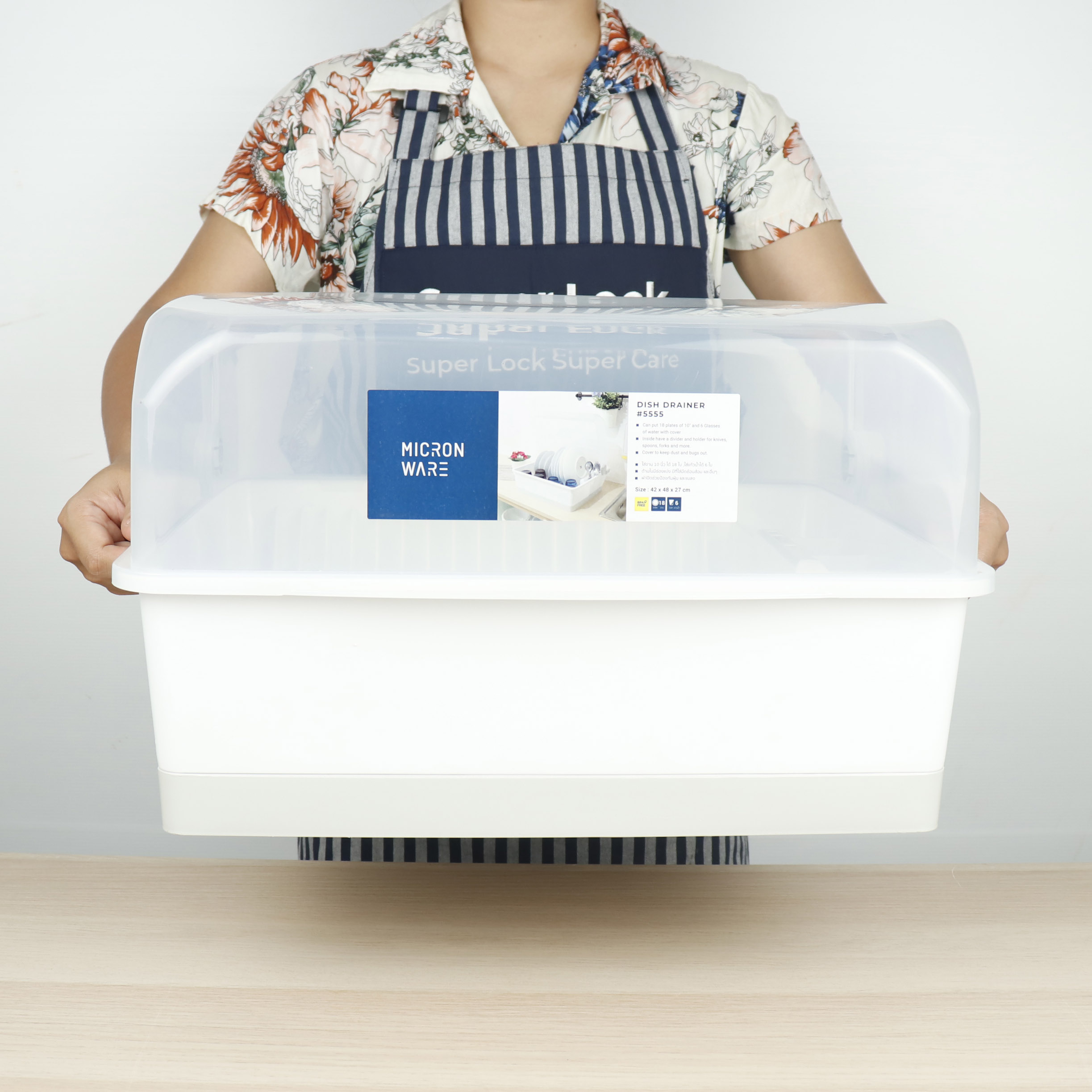 P03385 ที่คว่ำจาน มีฝาปิด มีช่องระบายอากาศ คละสี ปราศจากสารก่อมะเร็ง (BPA Free) รุ่น 5555 ราคาขายส่งต่อ 12 ชุด: เฉลี่ย 200 บต่อชุด