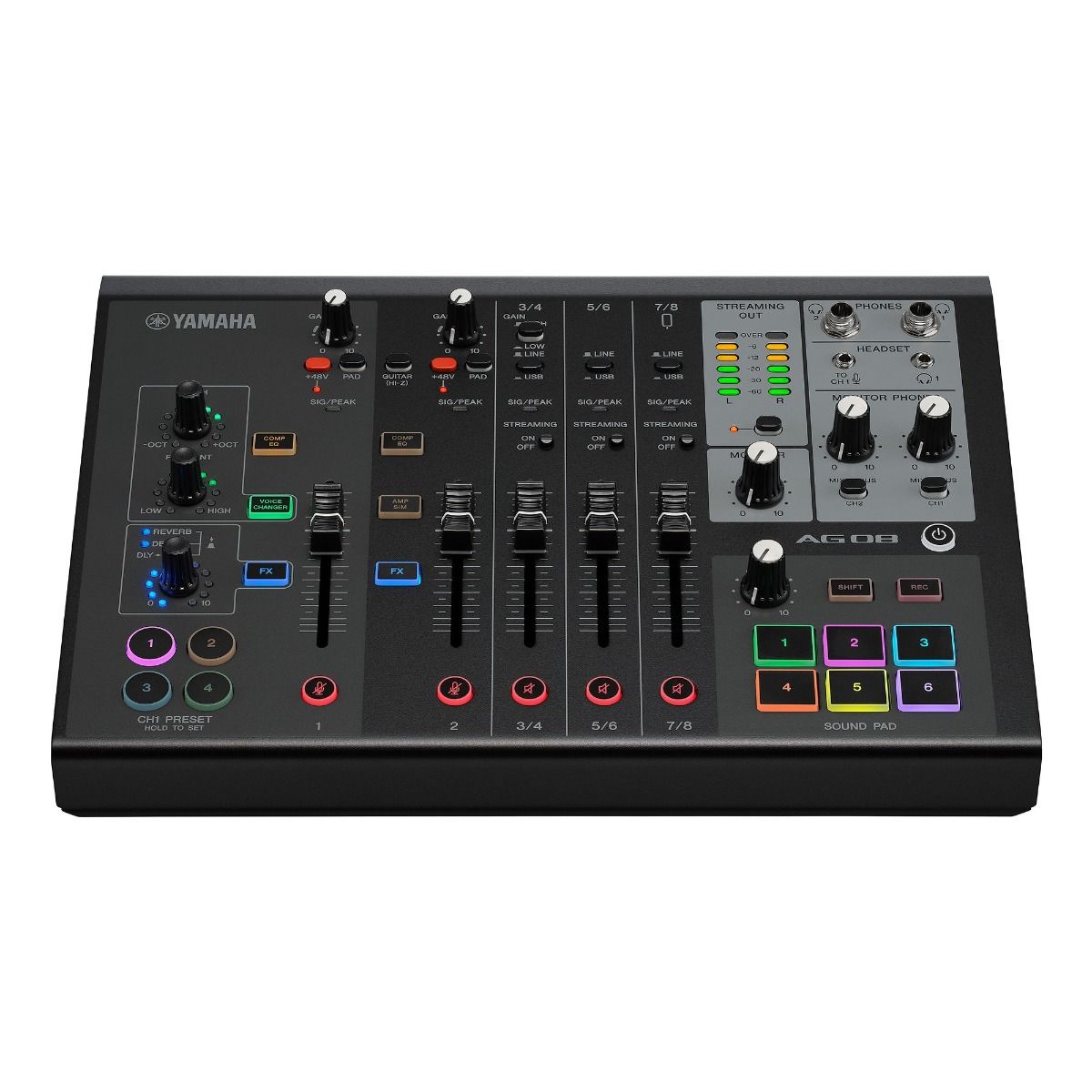 YAMAHA AG08 8 Ch มิกเซอร์ ไลฟ์สตรีมมิ่ง Live Streaming (สีดำ)